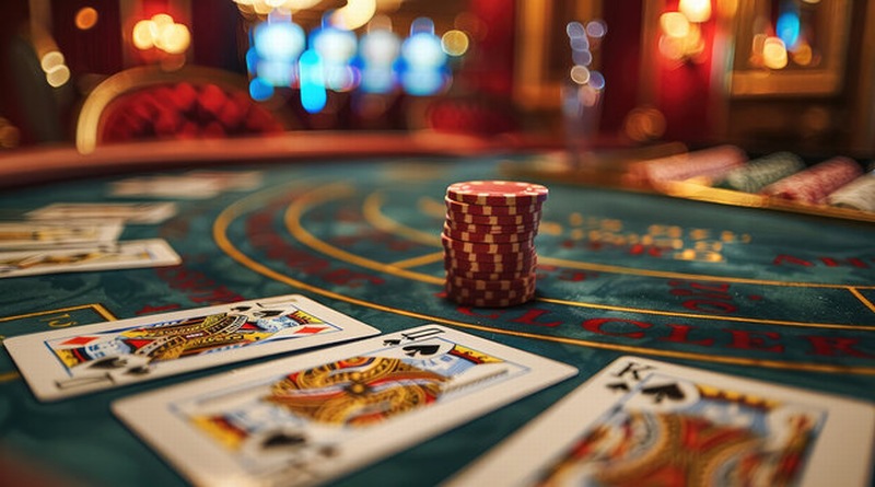 Baccarat chia ba lá cho hai cửa và so sánh điểm theo thang chuẩn.